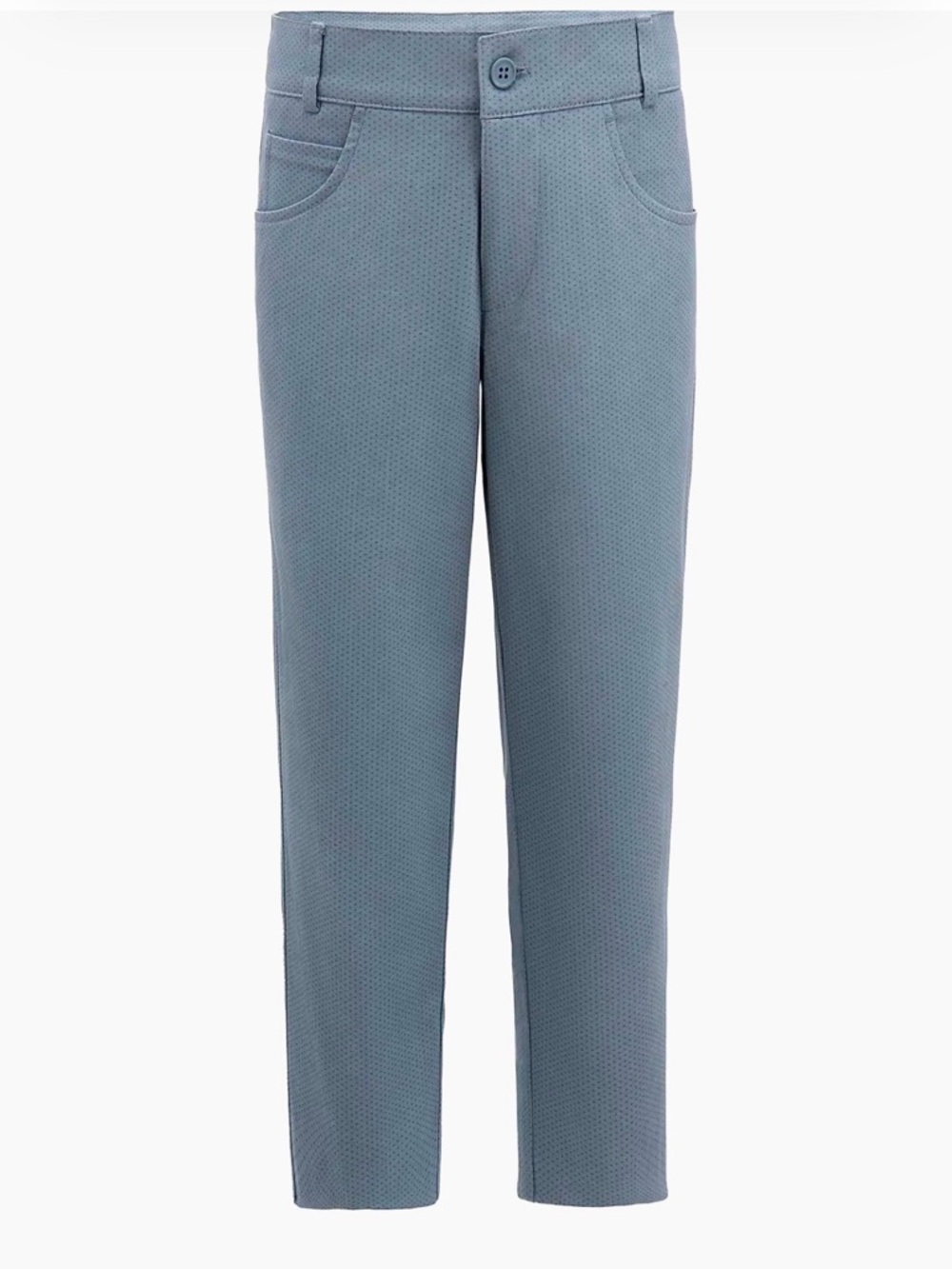 Moustache boy’s light blue trousers